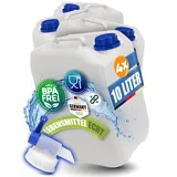Kosmetex 4X Kanister 10L mit Hahn, Geruchsneutral, Wasserkanister 5 Liter für Wasser & Lebensmittel, BPA frei, für Outdoor, Camping, Haushalt & Gewerbe | Made in Germany