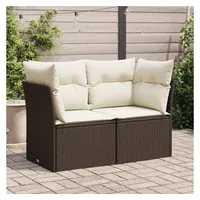 vidaXL Gartensofa mit Kissen 2-Sitzer Braun Poly Rattan