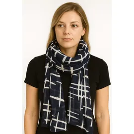 COLLEZIONE ALESSANDRO Italienischer Schal Japan im maritimen Look dunkelblau und weiß