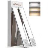 EZVALO Schrankbeleuchtung LED mit Bewegungsmelder, 20CM 62 LED Schrankleuchte Kabellos & 1600mAh Aufladbar, 3 Farbmodi Dimmbar Schranklicht, Unterbauleuchte Küche für Schrank, Küche, Silber (2 Stück)
