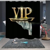 Duschvorhang 180x200 VIP Duschrollo Wasserabweisend Anti-Schimmel mit 12 Duschvorhangringen, 3D Bedrucktshower Shower Curtains, für Duschrollo für Badewanne Dusche