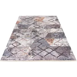 Teppich OBSESSION "My Valencia 631", bunt (mehrfarbig), B:150cm H:6mm L:230cm, Polyester, Teppiche, Fransenteppich, recycelte Materialien, modernes Design, mit Fransen, waschbar