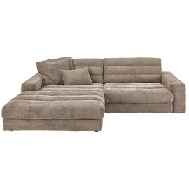 KAWOLA Sofa LANA Ecksofa Cord taupe Recamiere links