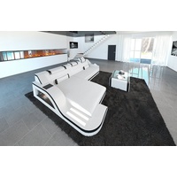Sofa Dreams Ecksofa Ledersofa Palermo L Form Leder Sofa Leder, Couch, mit LED, wahlweise mit Bettfunktion als Schlafsofa, Designersofa schwarz|weiß