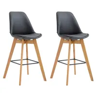 CLP 2er Set Barhocker Metz Kunstleder schwarz/natura