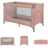 KIKKABOO Reisebett so gifted eine Ebene, weiche Matratzenauflage, Seiteneingang grau pink