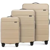 WITTCHEN COMODO Line Kofferset Reisekoffer Hartgepäck aus ABS TSA Schloss Reisekofferset Gepäckset Handgepäck Set Größe (S+M+L) Beige