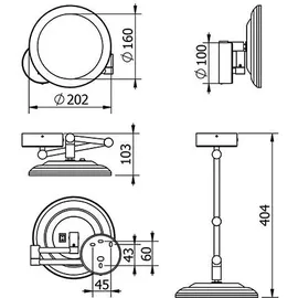 Kludi VELA R LED-Kosmetikspiegel 58995N1W Vergrößerung 3-fach, Wandmontage, brushed bronze
