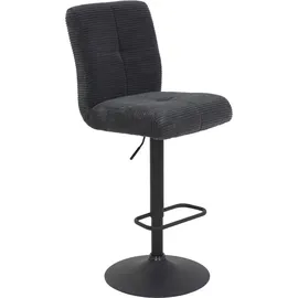 Hela Tische, 2er Set Barhocker Leni -Bezug Cord Anthrazit -360° drehbar, höhenverstellbar- Komfortsitz Federkorb Schwarz - ... - Schwarz