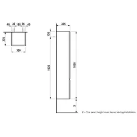 Laufen Pro s Hochschrank 1 Tür, H4831220954801,
