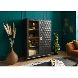 MASSIVMOEBEL24.DE Highboard 120 x 165 x 40 cm grau geölt