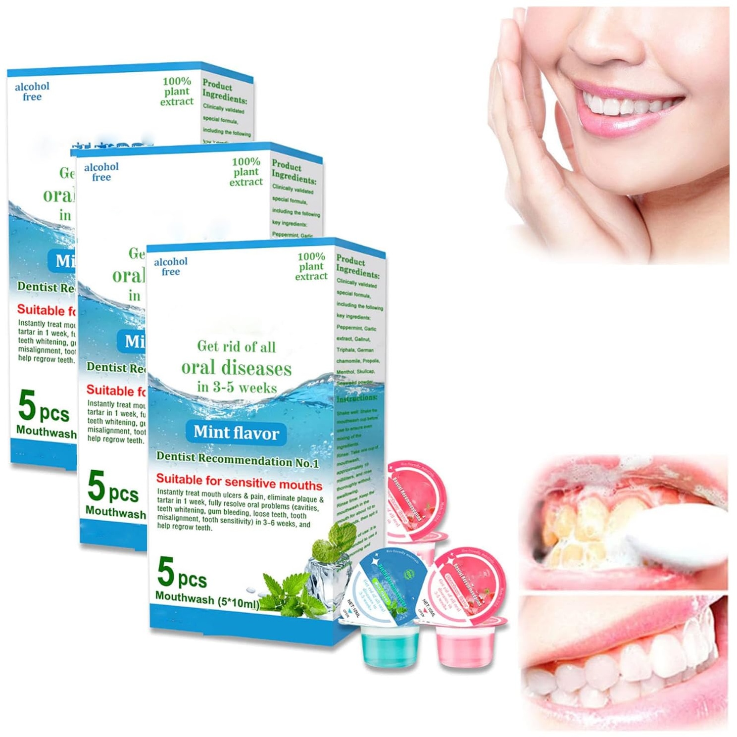 1/2/3 Box OralHeal Jelly Cup Mundspülung Restoring Tear and Mouth to Health, Clear Bad Breath and Clean Teeth (3 Box/15 Stück)