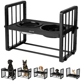 peluvio Levee Erhöhter Hundenapf Futternapf Hund Höhenverstellbar 5 Stufen mit 10° Neigung für Natürliche Fresshaltung, Metall Napfständer Slow Feeder Napf 1100 ml, Wassernapf 1450 ml mit Anti-Splash