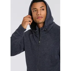 Bruno Banani Kapuzenstrickjacke BRUNO BANANI, Herren, Gr. L (52/54), blau meliert, Strick, Obermaterial: 100% Polyacryl. Futter: 100% Polyester, meliert, regular fit, Raglanärmel, Strickjacken, warm gefüttert