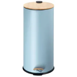 Echtwerk Tretabfalleimer Skandi Look, Abfalleimer, Mülleimer, robuster Eisenkorpus mit Bambusdeckel, Soft Close Funktion, Maritim, Fassungsvermögen 30 Liter