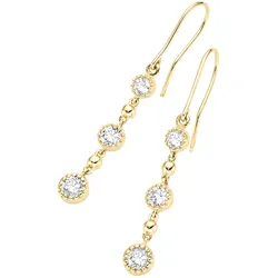 Paar Ohrhaken LUIGI MERANO "mit Zirkonia in verschiedenen Größen & Kugeln, Gold 375", gold, Ohrringe, Damen, Gelbgold 375