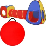 Kruzzel Kinderspielzelt 3in1 Tipi mit Tunnel und Haus Spielhaus für Baby | Pop-Up Spielzelt für drinnen & draußen | Tragetasche inkl.