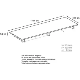Vladon Game TV-Aufsatz 138,5 x 9,5 x 34,5 cm Schwarz matt/Sandgrau Hochglanz MDF/Spanplatte