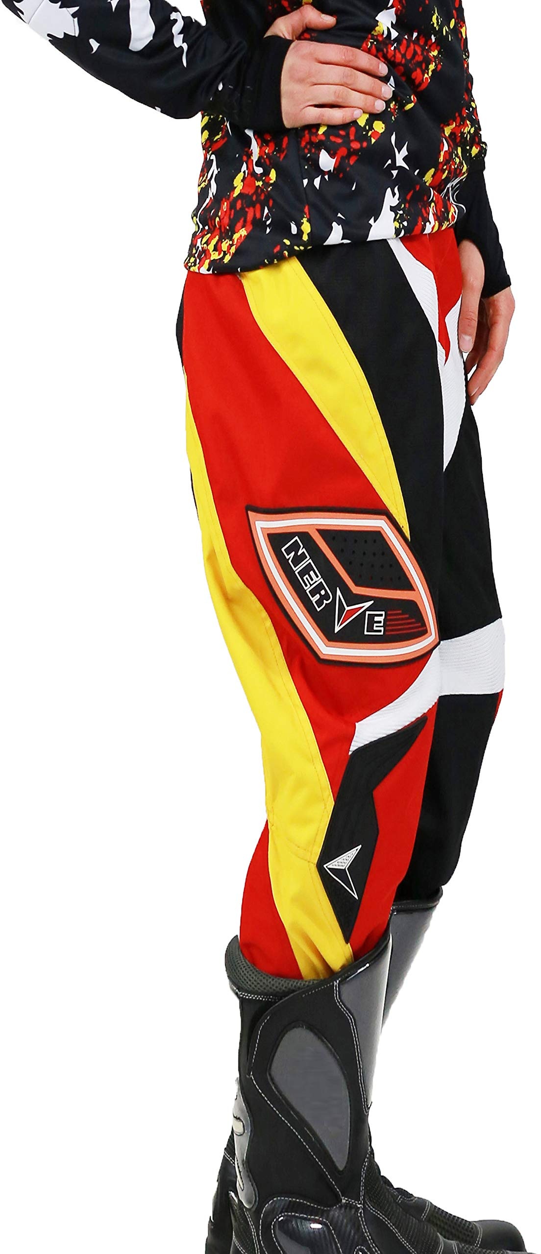 Nerve Shop Motocross Enduro Offroad Quad Cross Hose Herren Damen - schwarz-rot - M