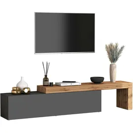 INOSIGN Lowboard INOSIGN "Chronos TV-Board, TV-Schrank", grau (anthrazit, eiche wotan), B:270cm H:51cm T:40cm, Sideboards, Lowboard, Breite 270 cm TV-Board,Lowboard,1 Klappe und ein L-Förmiger Aufsatz
