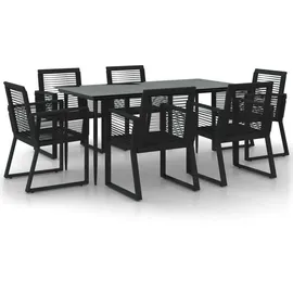 vidaXL PVC-Rattan Garten-Essgruppe 7-tlg. schwarz 3156549
