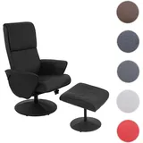 Mendler Relaxsessel Helsinki Kunstleder 51 x 114 x 70 cm Schwarz mit Hocker