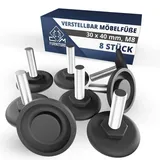 CM Furniture 8x Stellfüße Möbelfüße M8 x 30mm Höhenverstellbare Füße Schraubfüße für Tisch Stuhl Einstellschraube Stuhlbeine Gewinde M8 Einstellbar Verstellschrauben Nivellierfüße Regulierschraube DIY
