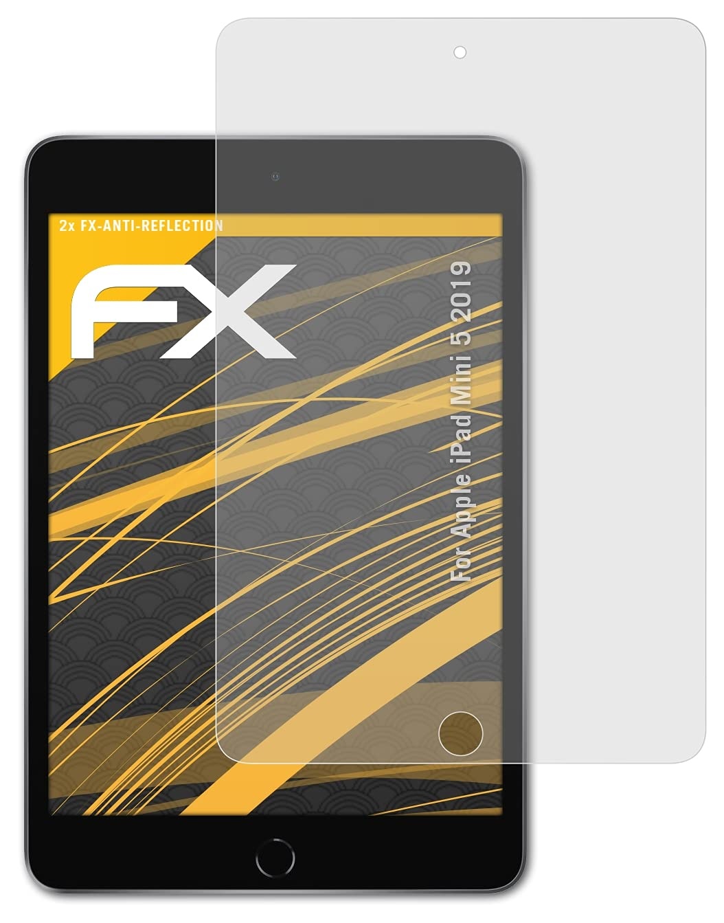 atFoliX Panzerfolie kompatibel mit Apple iPad Mini 5 2019 Schutzfolie, entspiegelnde und stoßdämpfende FX Folie (2X)