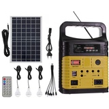 Solar Generator, 7500mAh Powerstation mit Solarpanel für Outdoor Camping, Tragbares Kleine Gleichstrom-Solarmodule, Ladegenerator mit USB-Ladegerät, 3 LED Birne für Notfall im Freien, Zuhause (gelb)