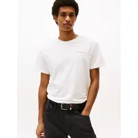 Tommy Jeans Linear Chest Slim Fit Kurzarm-t-shirt - Ecru