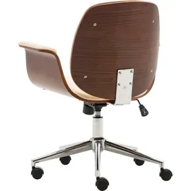 vidaXL Bürostuhl Bugholz Kunstleder Creme