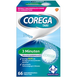 Corega Reinigungs-TABS 3 Minuten für herausnehmbaren Zahnersatz/dritte Zähne, Gebissreinigungstabletten,