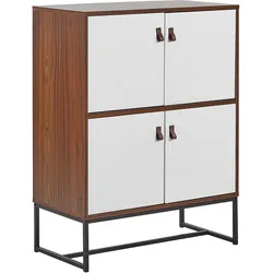 Sideboard mit 4 Türen NUEVA 100 cm Dunkelbraun / Weiß