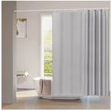 Woltu Duschvorhang 240x200cm Badvorhang Anti-Schimmel Antibakteriell Wasserdichter Polyester Stoff Waschbar Grau mit Duschvorhängeringen für Badewanne und Dusche
