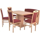 HOFMANN LIVING AND MORE Essgruppe »6tlg. Tischgruppe«, (Spar-Set, 6 tlg., 6tlg. Tischgruppe), Stühle montiert, rot