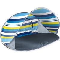 ONIVA - a Picnic Time Brand - Tragbares Strandzelt von Manta – Pop-Up-Zelt – Strand-Sonnenschutz zum Aufklappen (blau, weiß und gelb Strandstreifen)