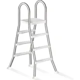 4 Stufige Poolleiter Edelstahl, Pooltreppe für Aufstellpool, Poolleiter 132 cm Poolhöhe, Pool Treppe, Poolstufen für Aufstellpools, Schwimmbadleiter Poolleitern 250 kg Tragkraft,110cm