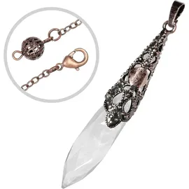 luxuskollektion Bergkristall Reiki Heilung Stein Pendel mit Vintage Kette