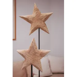 Holzstern natur auf Eisenständer 90 cm