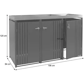 MCW Mülltonnenbox MCW-O67-PK-3 196 x 125 x 84 cm schwarz