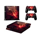 DOTBUY PS4 Skin Aufkleber Sticker Design Folie schützende Haut Schale für Sony Playstation 4 Konsole und 2 Dualshock Controller (Red Universe)