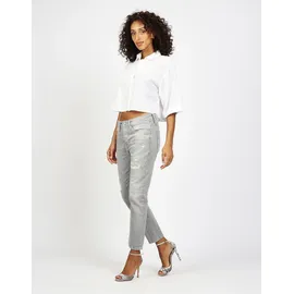 Gang "94NICA CROPPED", Damen, Gr. 26, Normalgrößen, big grau, 98% Baumwolle, 2% Elasthan, unifarben, Basic, regular fit 7/8-Länge, Jeans, im 5-Pocket Style