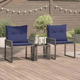 vidaXL Gartenlounge Set 7-tlg. Grau/Marineblau