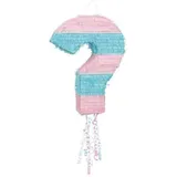 Unique 76092 Gender Reveal Piñata mit Fragezeichen, 1 Stück, rosa/blau