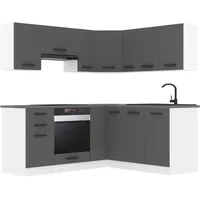 Belini Küchenzeile Sarah L-Form 320 cm Silber