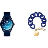 Ice solar Power - Blue Sunset - Medium - 3H + Jewellery - Chain Bracelet - Lazuli Blue - Gold