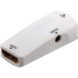 HDMI zu VGA Adapter inkl. Audioübertragung, VGA Buchse > HDMI Buchse, kompakt, weiß
