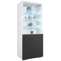 Vladon Vitrine, Schwarz, 50x122.5x34.5 cm, Wohnzimmer, Wohnwände, Vitrinenschränke