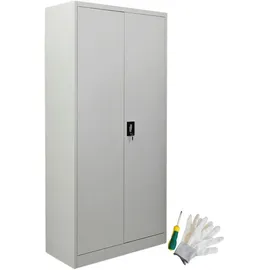 Proregal Flügeltürenschrank ELEPHANT Metall Aktenschrank abschließbar 180x80x40cm Stahl 4 Ebenen Stahlschrank Lichtgrau Werkstattschrank