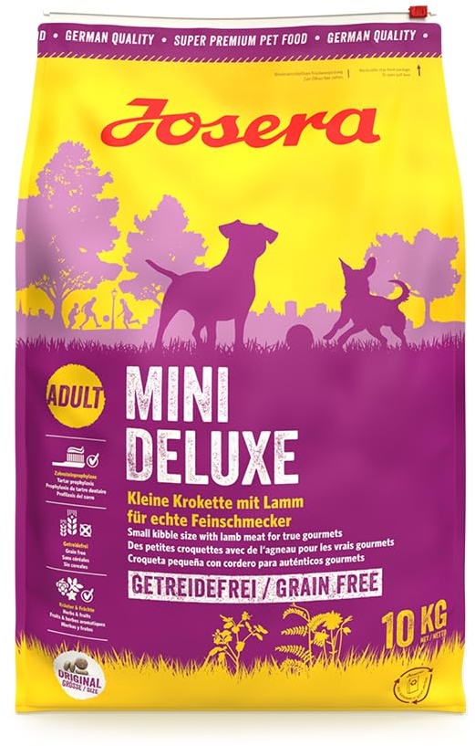JOSERA MiniDeluxe (1 x 10 kg) | getreidefreies Hundefutter für kleine Rassen | mit Lamm und Süßkartoffel | Super Premium Trockenfutter für ausgewachsene Hunde | 1er Pack